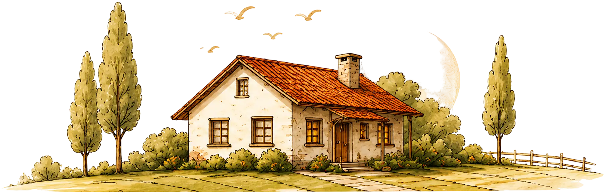 Beautiful farmhouse illustration